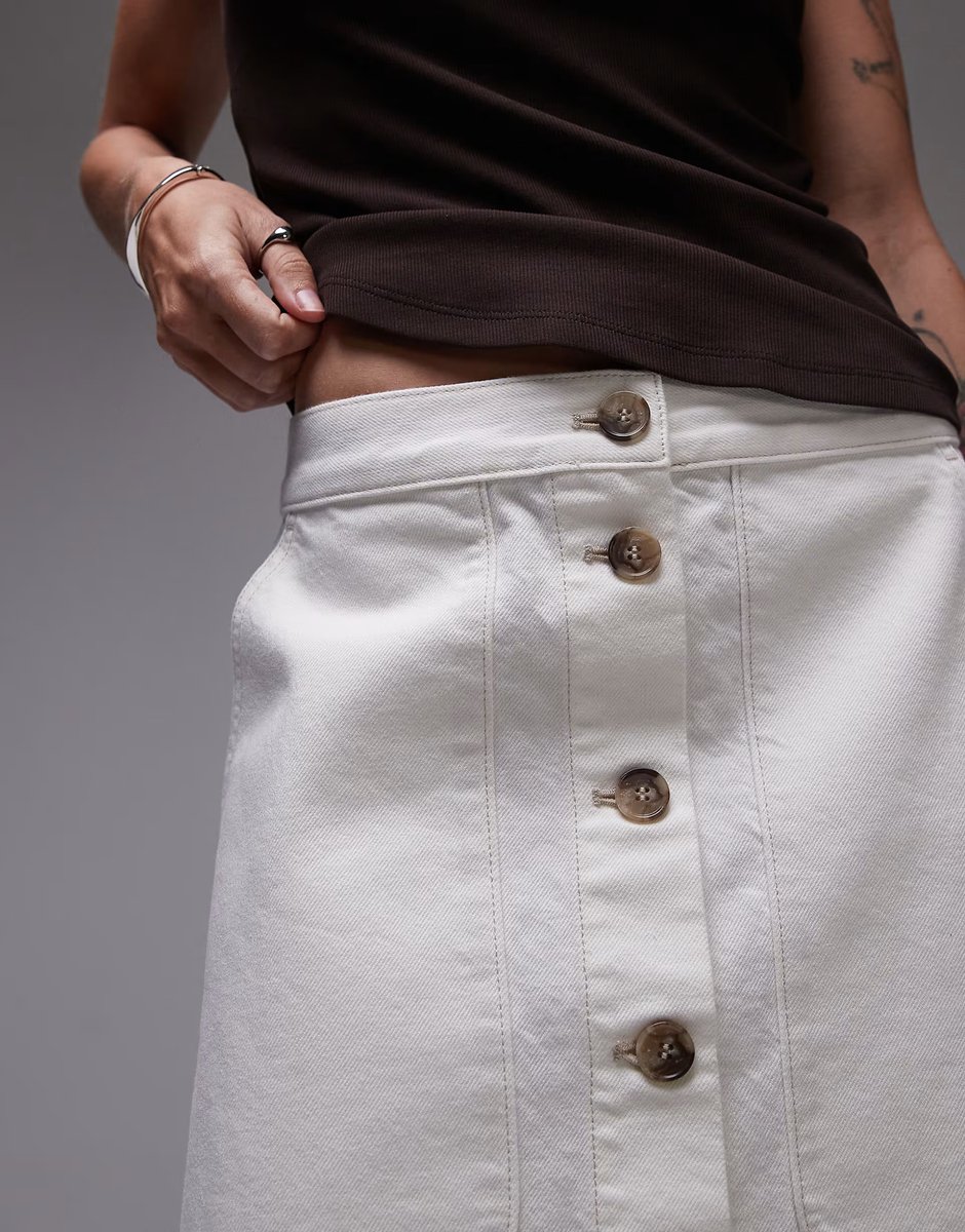 ASOS ARKET minimal denim mini skirt in off white - 3