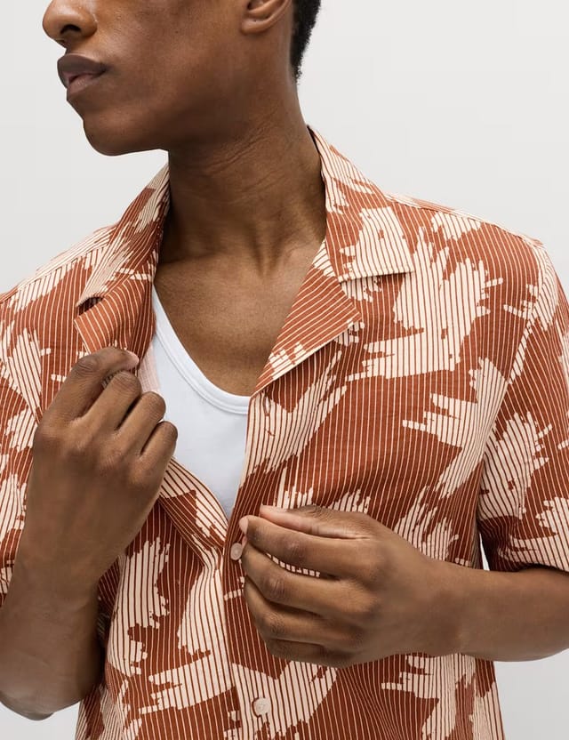 Marks & Spencer M&S Printed Short Sleeve Shirt Rust Mix - 2