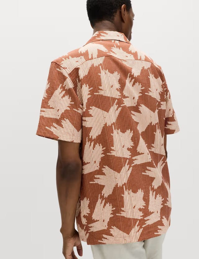 Marks & Spencer M&S Printed Short Sleeve Shirt Rust Mix - 3