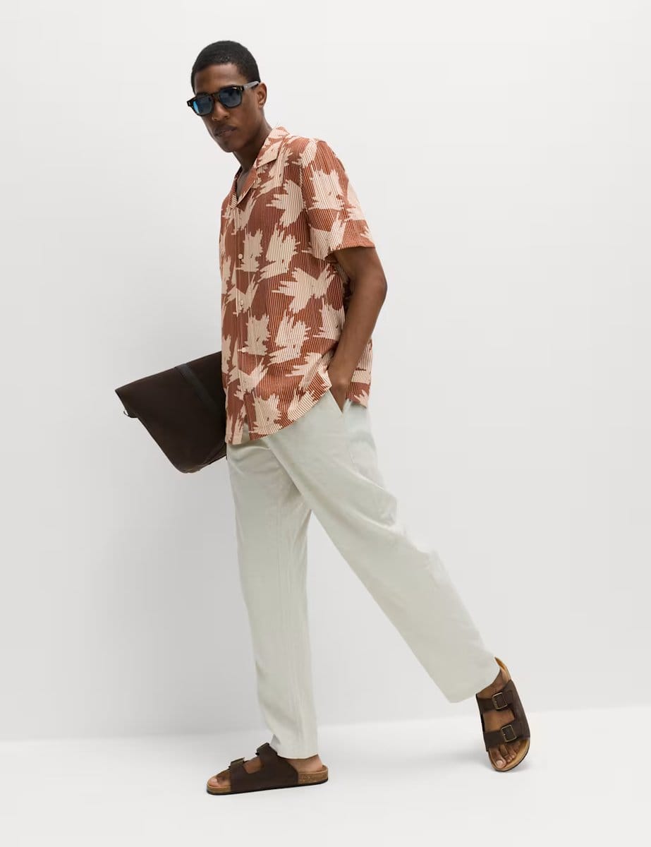 Marks & Spencer M&S Printed Short Sleeve Shirt Rust Mix - 4