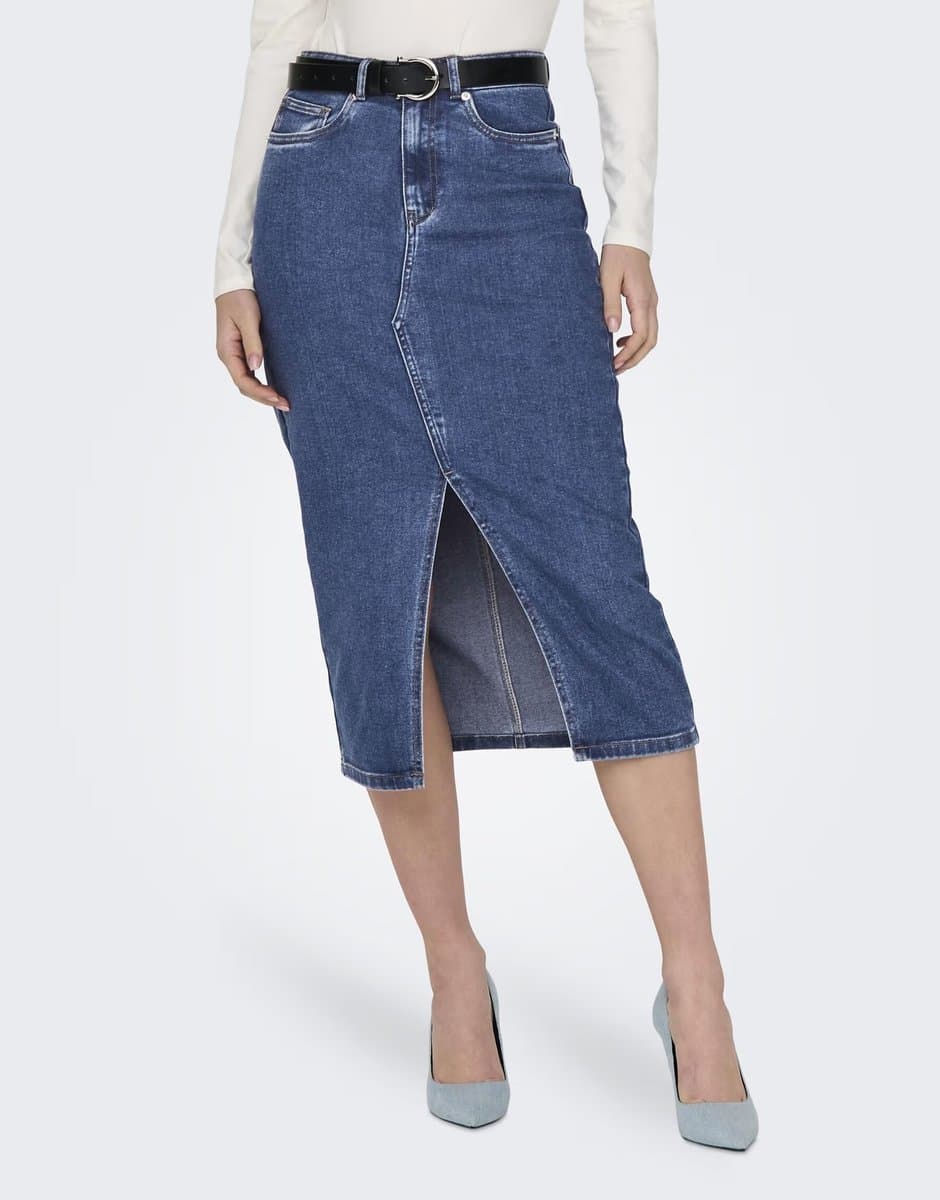 ASOS ONLY Denim skirt in medium blue denim