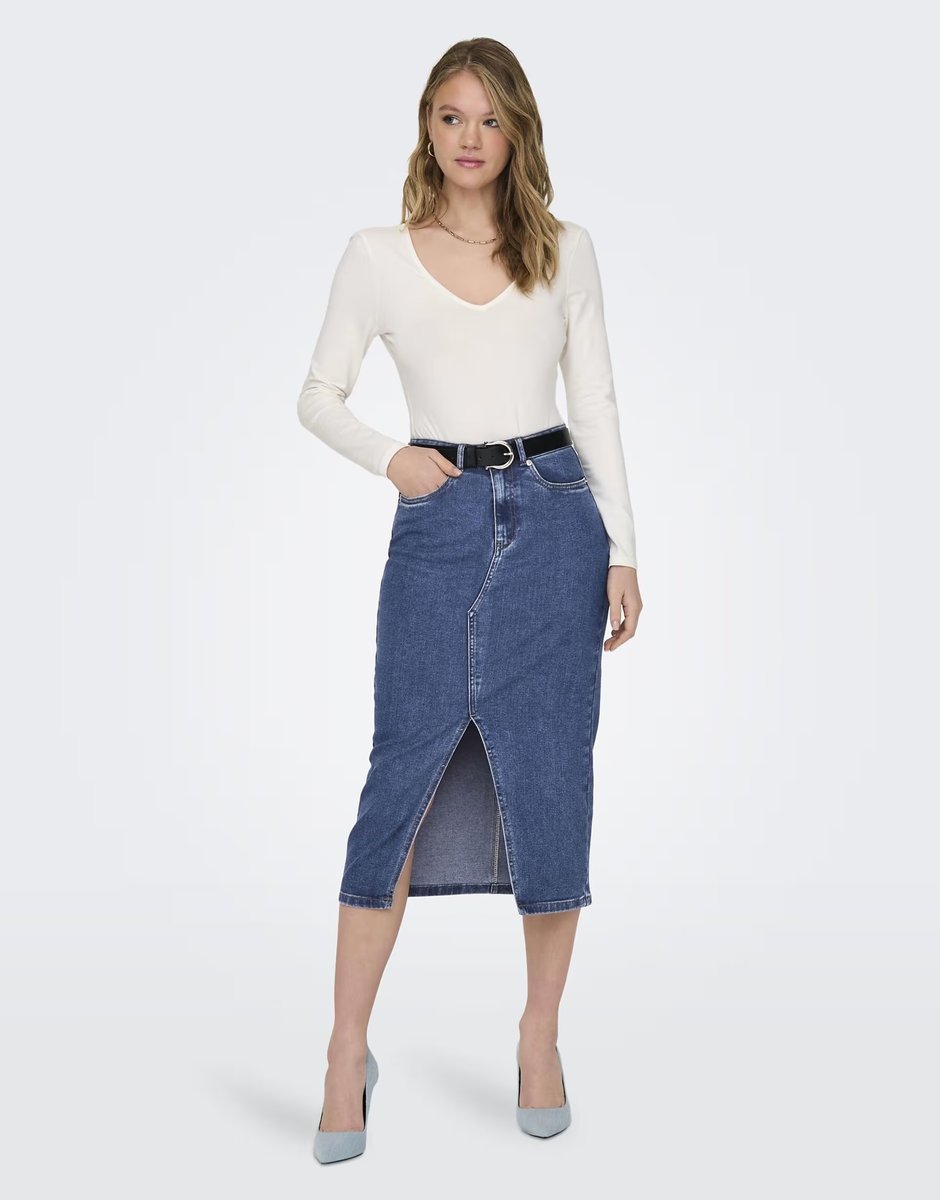 ASOS ONLY Denim skirt in medium blue denim - 3