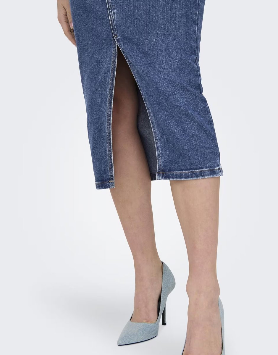 ASOS ONLY Denim skirt in medium blue denim - 4