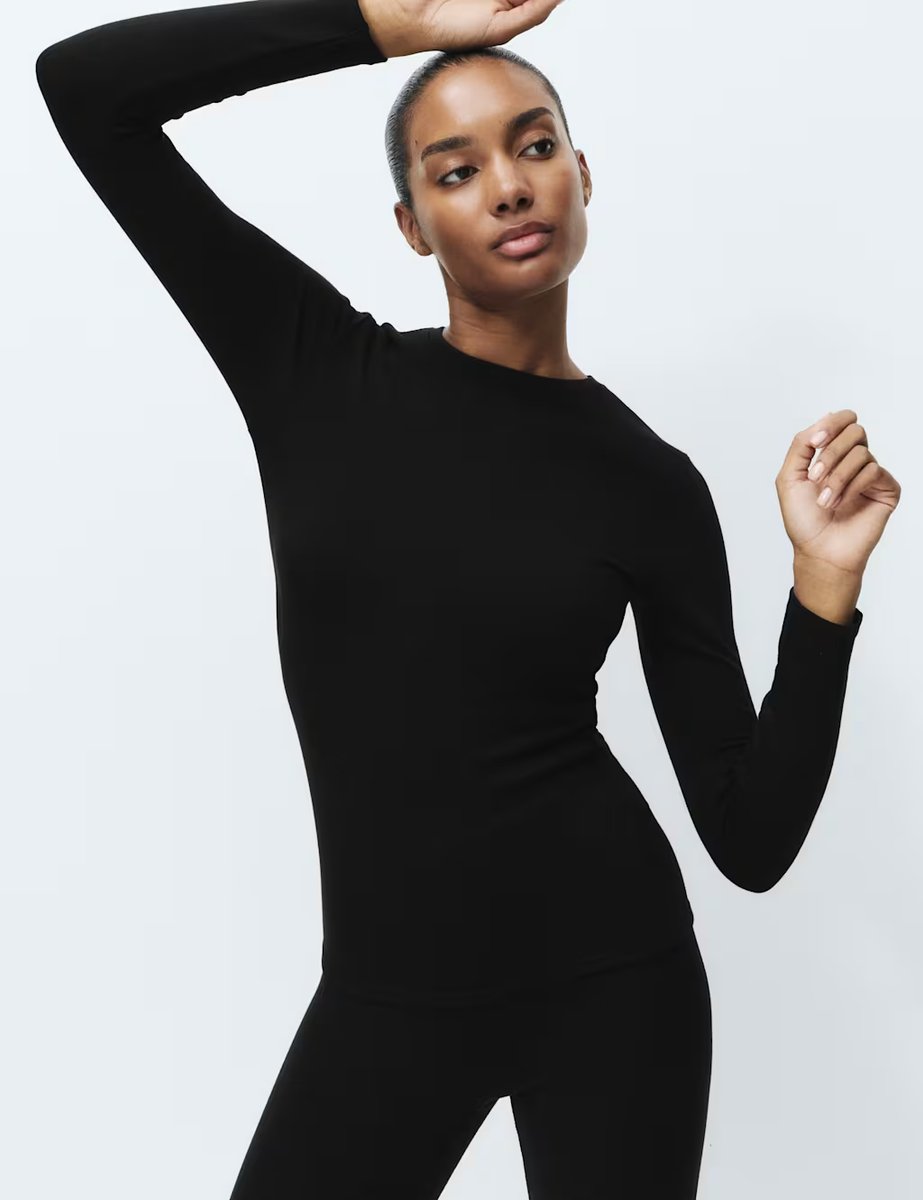 Marks & Spencer M&S 2 Pack Heatgen™ Medium Thermal Long Sleeve Tops Black - 4