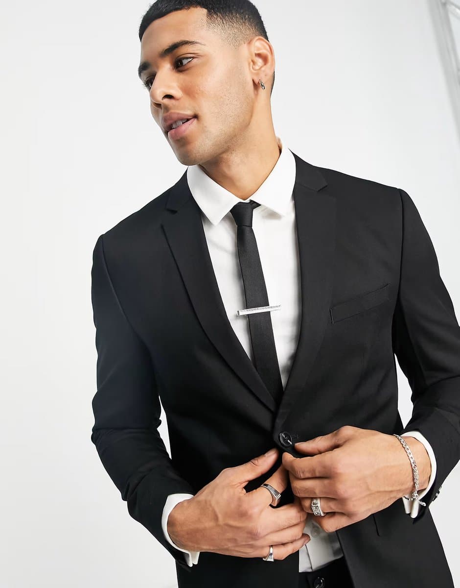 ASOS Jack & Jones Premium slim suit jacket in black