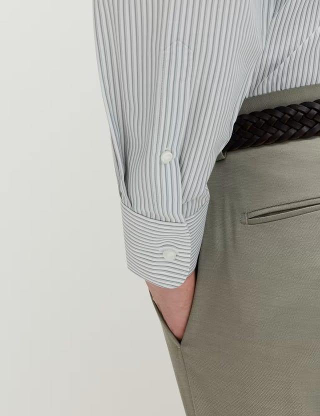 Marks & Spencer M&S 2 Pack Regular Fit Easy Iron Striped Shirts Green Mix - 2