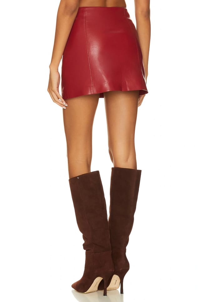 revolve x REVOLVE Bordeaux Faux Leather Mini Skirt - 3