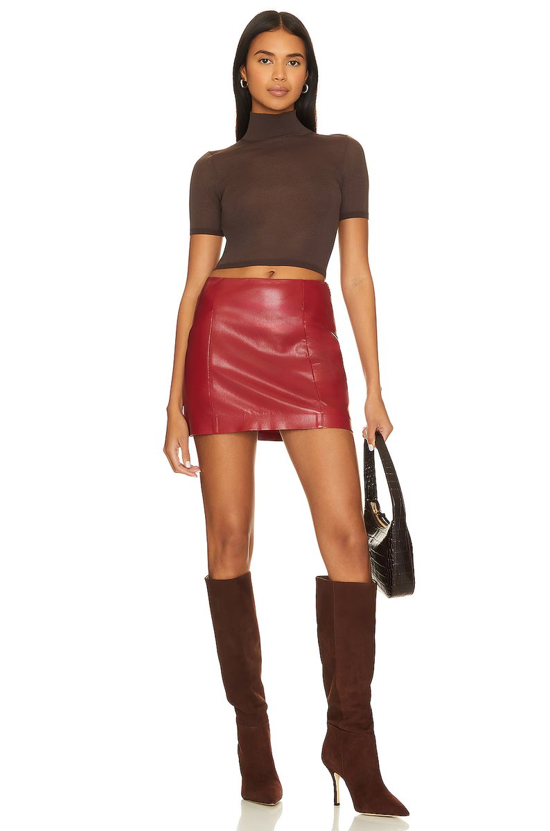 revolve x REVOLVE Bordeaux Faux Leather Mini Skirt - 4