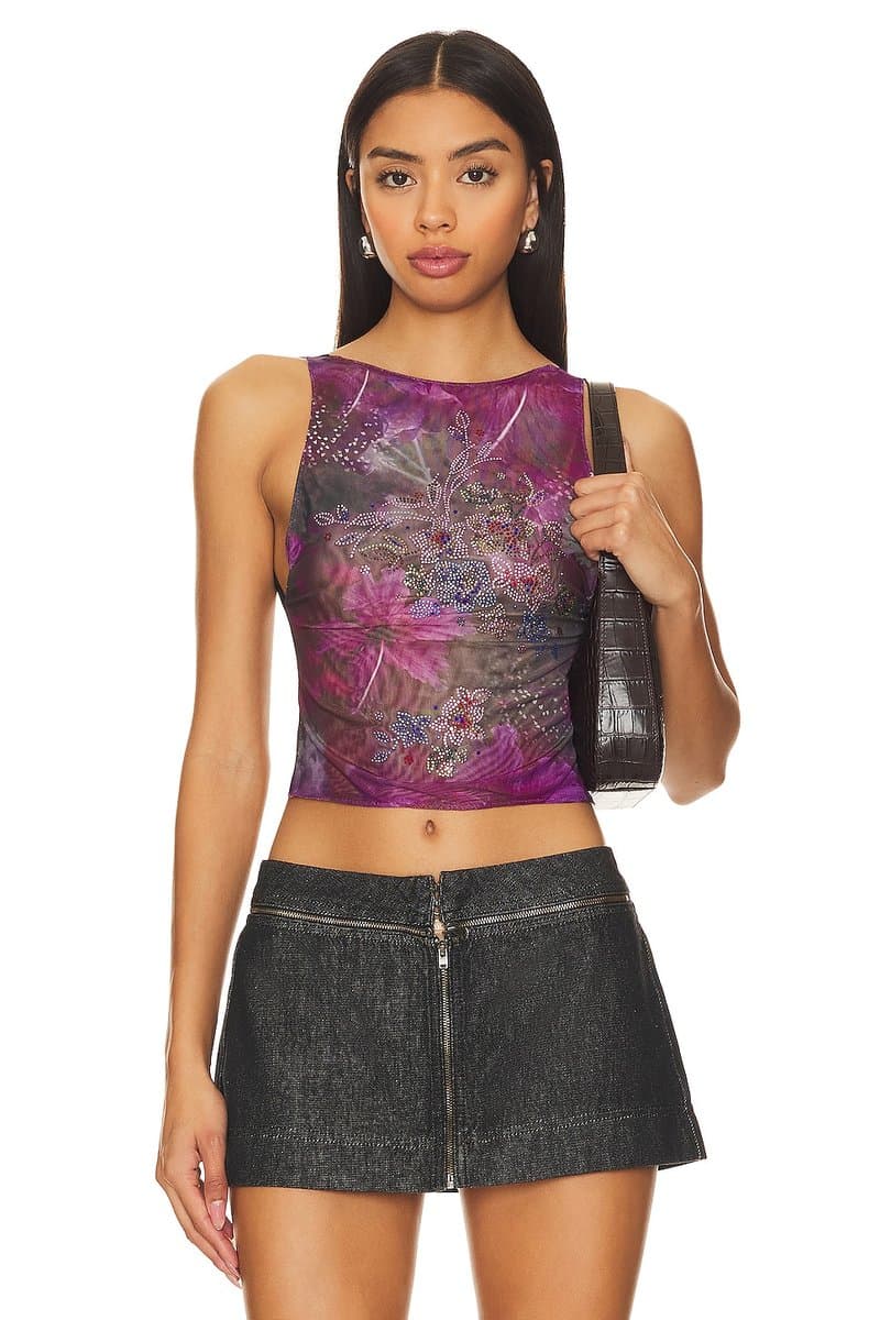 revolve Backless Hotfix Mesh Top