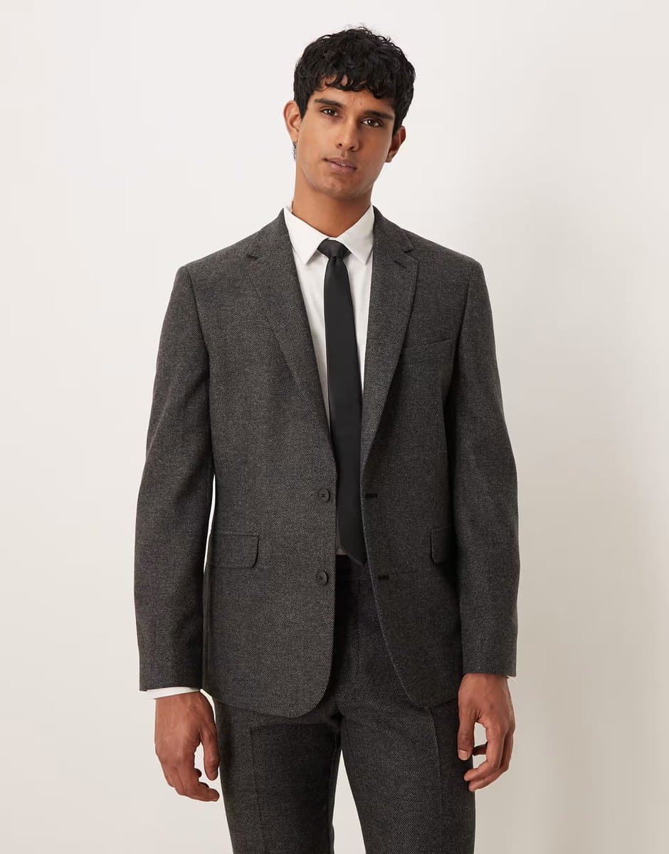 ASOS ASOS DESIGN slim suit jacket with wool in charcoal