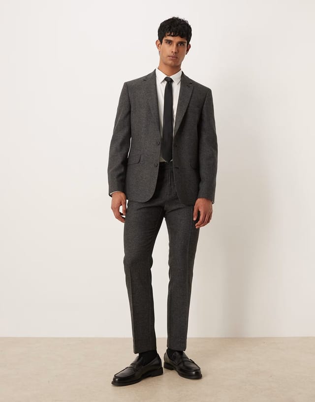 ASOS ASOS DESIGN slim suit jacket with wool in charcoal - 2