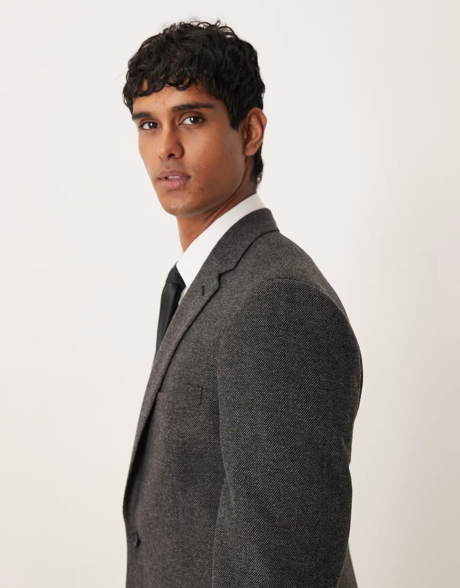 ASOS ASOS DESIGN slim suit jacket with wool in charcoal - 4