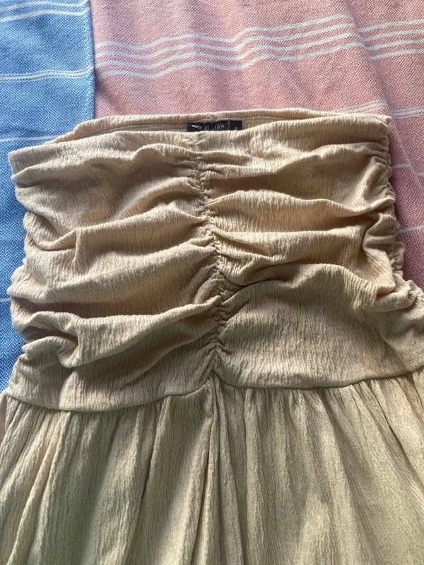 ASOS Asos Design crinkle drop waste maxi skirt in stone size 8 - 3