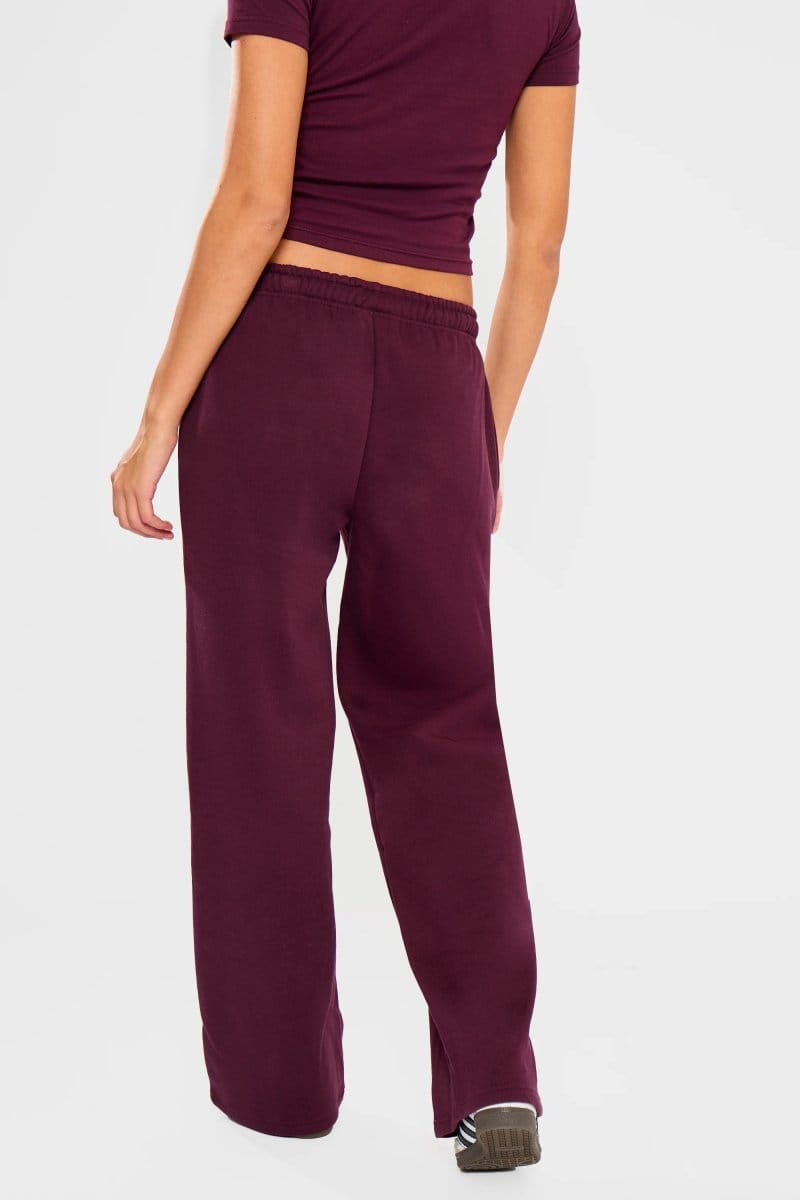 Kaiia Kaiia Embossed Bubble Logo Wide Leg Joggers Deep Merlot Burgundy - 4