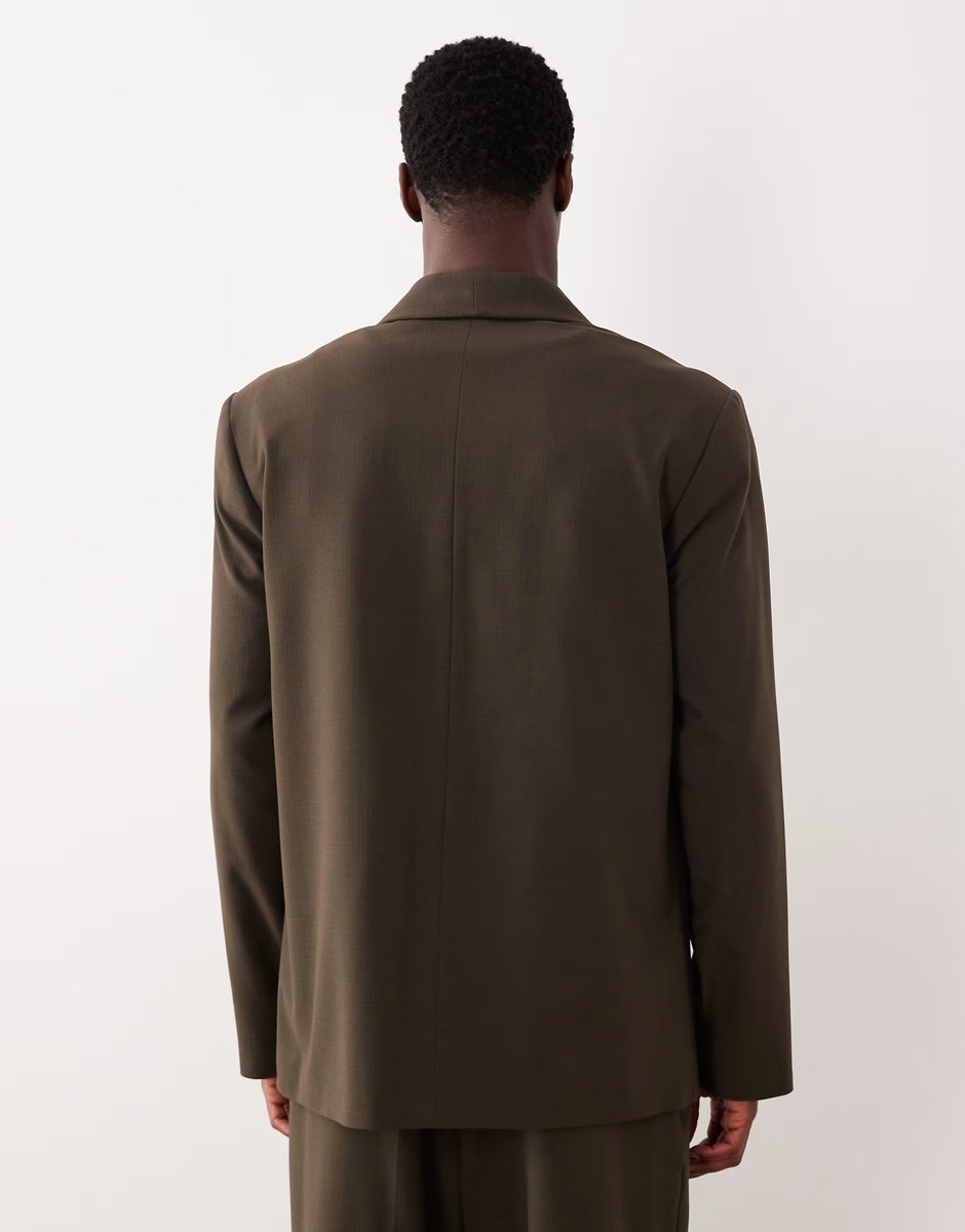 ASOS ASOS DESIGN boxy cropped shawl suit jacket in olive green - 4