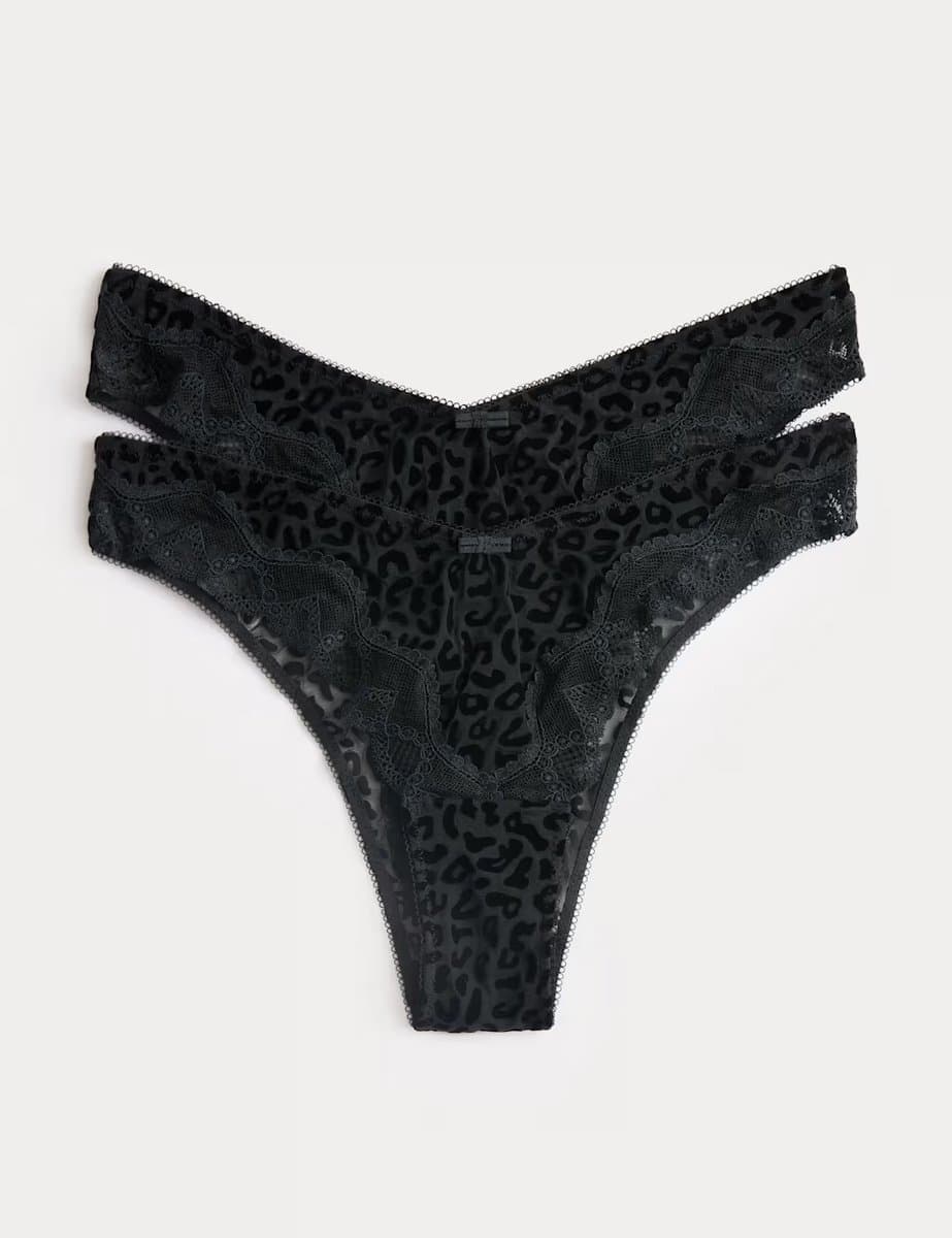 Marks & Spencer M&S 2 Pack Mesh Miami Knickers Black