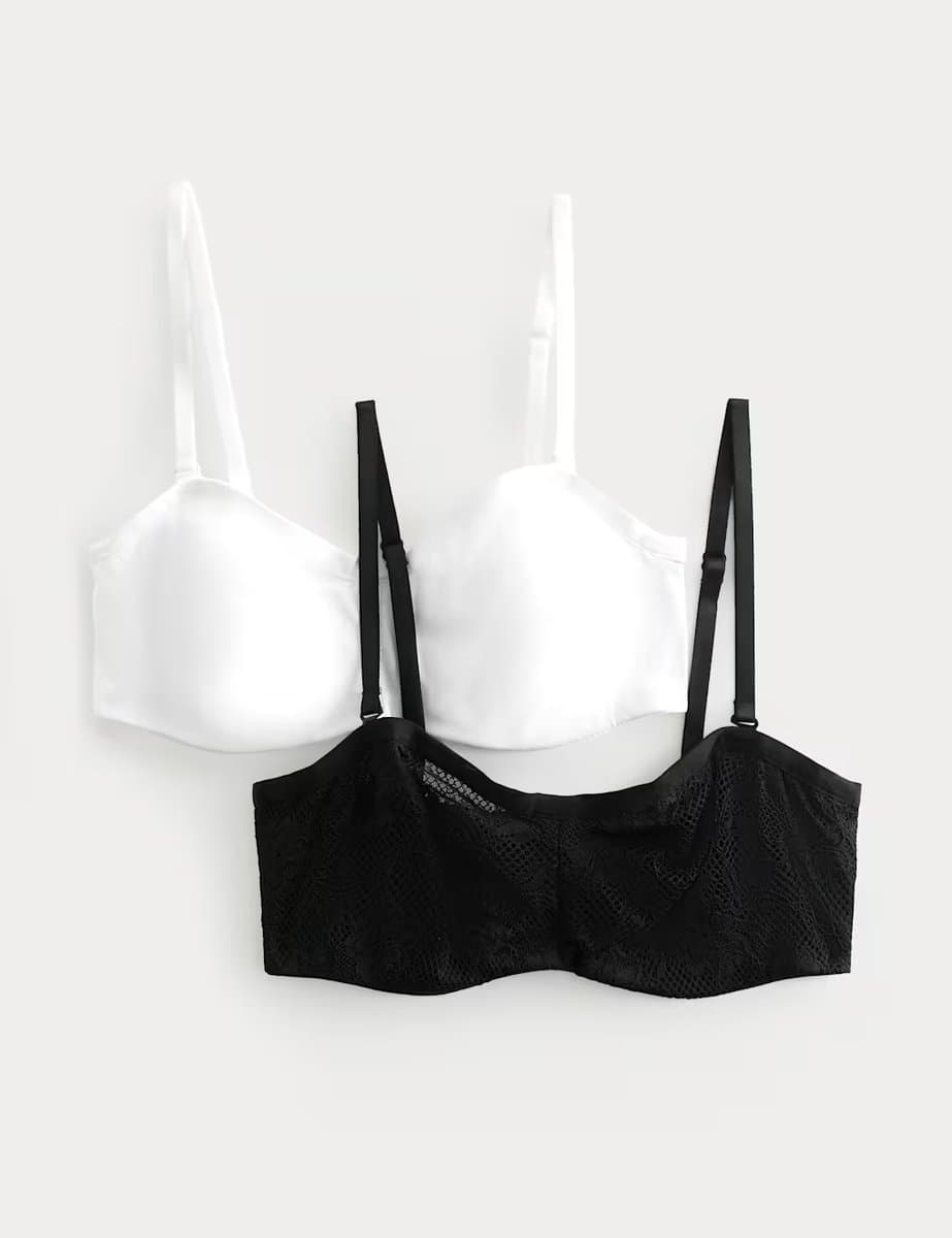 Marks & Spencer M&S 2 Pack Jasmine Lace Wired Strapless Bras (A-E) Black Mix