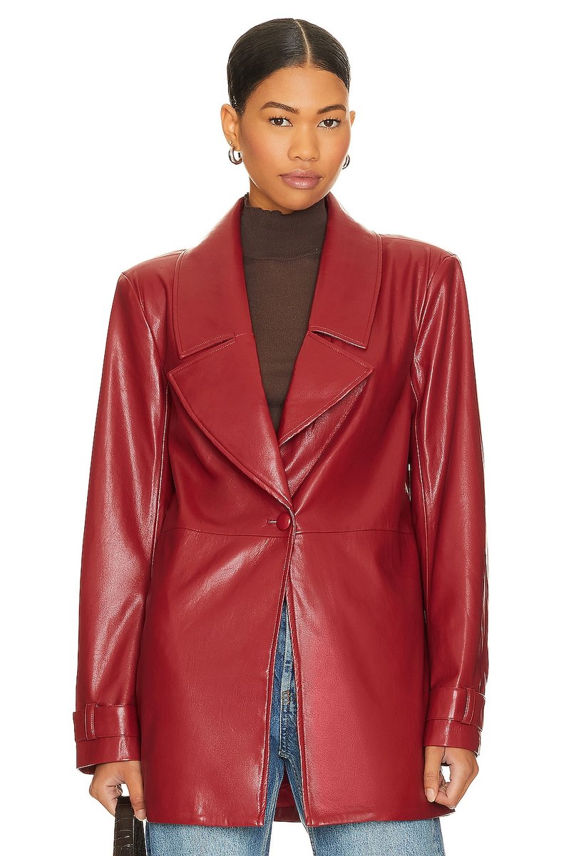 revolve x REVOLVE Bordeaux Faux Leather Blazer - 2