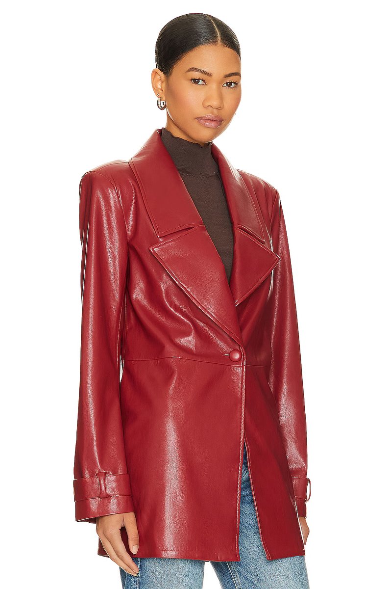 revolve x REVOLVE Bordeaux Faux Leather Blazer - 3