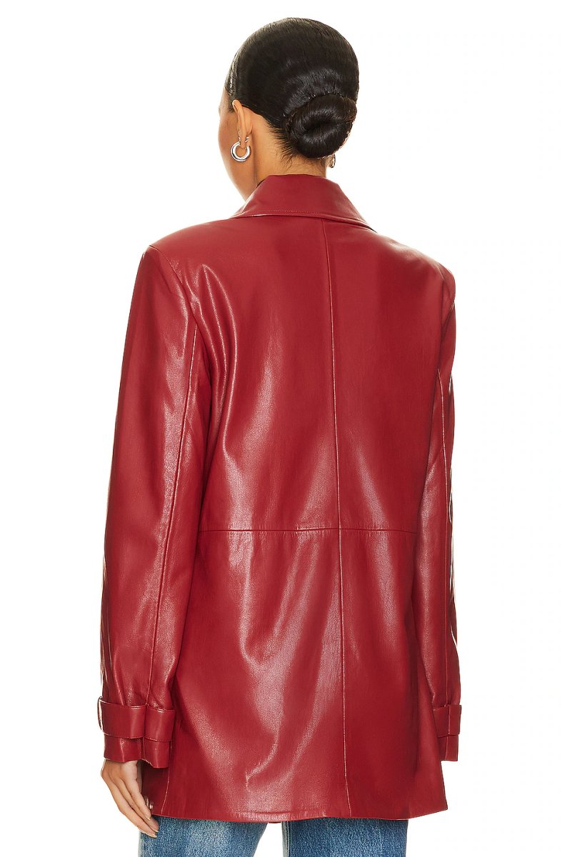 revolve x REVOLVE Bordeaux Faux Leather Blazer - 4