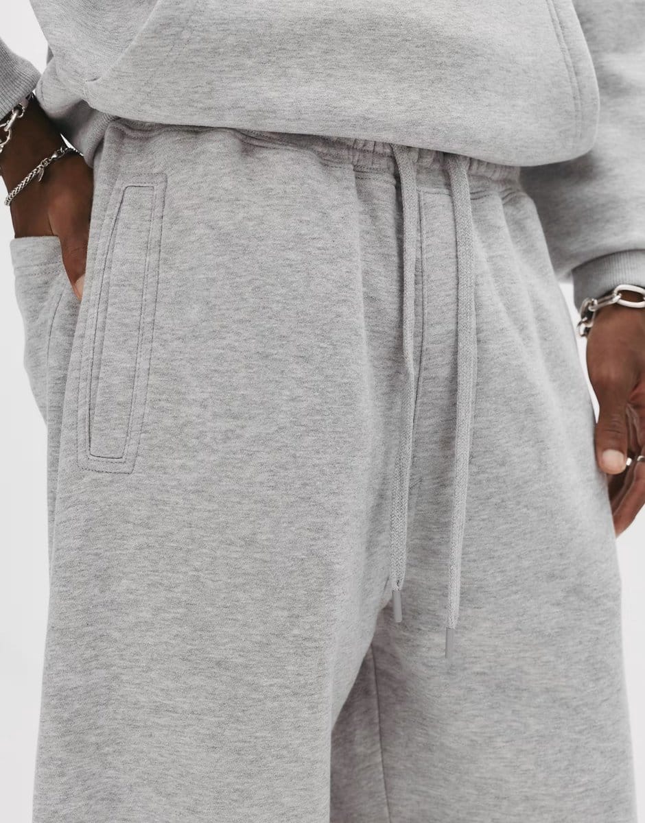 ASOS Pull&Bear heavy weight joggers in grey marl - 4