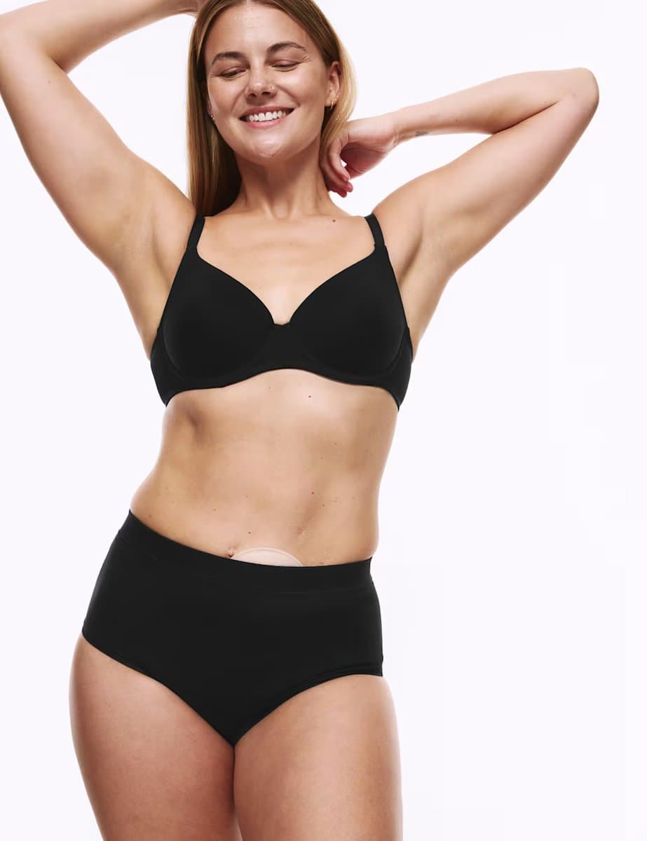 Marks & Spencer M&S High-Waisted Cotton Rich Brazilian Knickers in Black