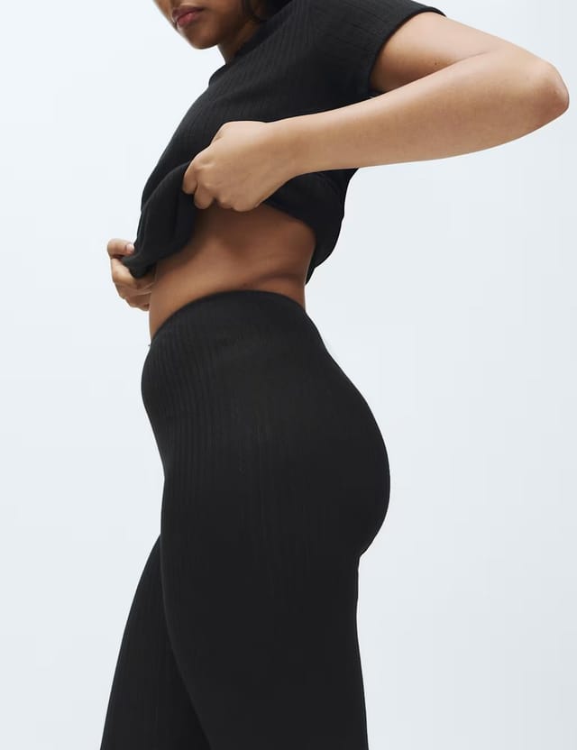 Marks & Spencer M&S Medium Warmth Thermal Pointelle Leggings Black Mix - 3