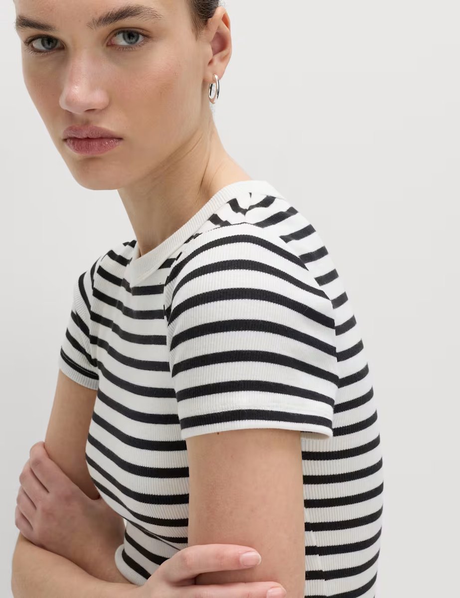 Marks & Spencer M&S 3 Pack Cotton Rich Ribbed Slim Fit T-Shirts Black Mix - 2