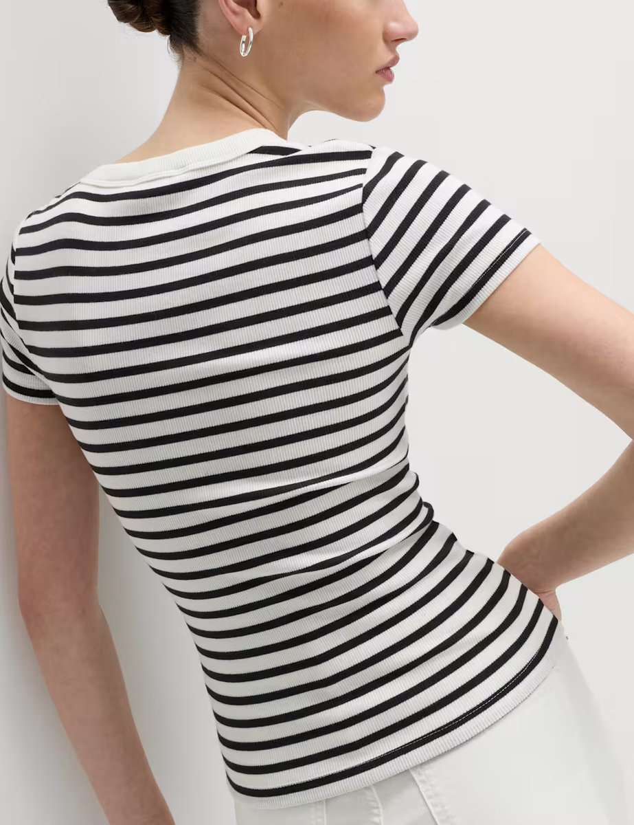 Marks & Spencer M&S 3 Pack Cotton Rich Ribbed Slim Fit T-Shirts Black Mix - 4