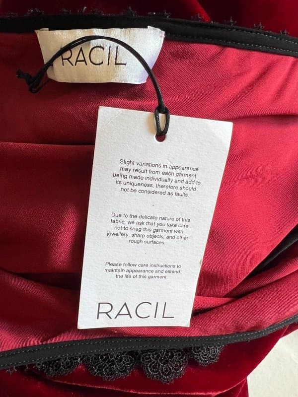 RACIL Racil Womens Silk Blend Lace Trimmed Claret Velvet Long Occasion Dress UK 8