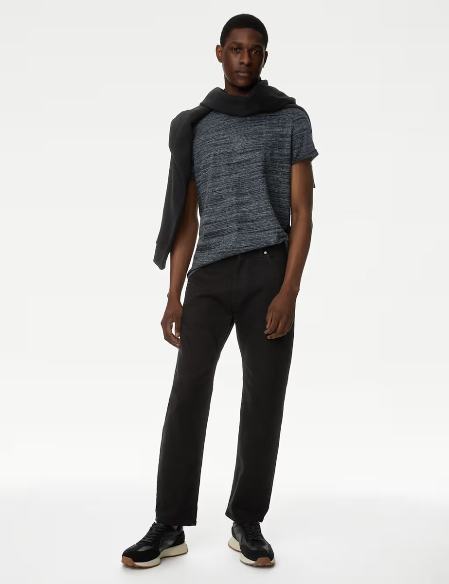 Marks & Spencer M&S Pure Cotton Crew Neck T-Shirt Navy Mix - 2