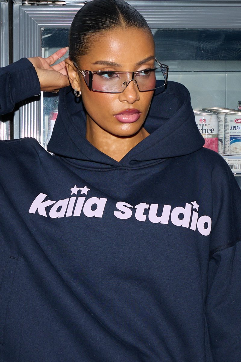 Kaiia Kaiia Studio Star Oversized Hoodie Deep Navy & Lilac - 2