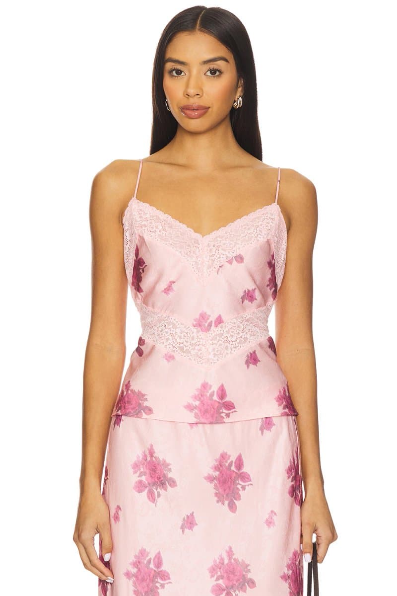 revolve LoveShackFancy Floral Print Cami Top in Berrywood