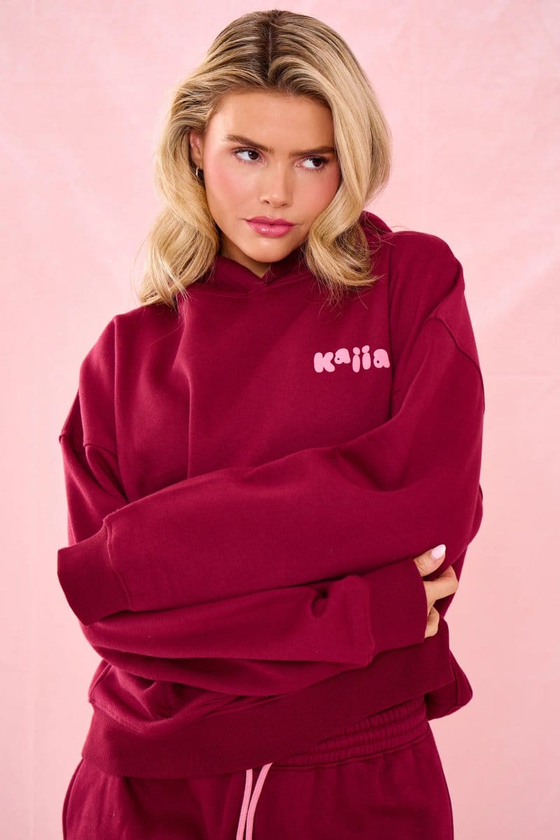 Kaiia Kaiia Bubble Graphic Oversized Hoodie Raspberry Jelly - 4