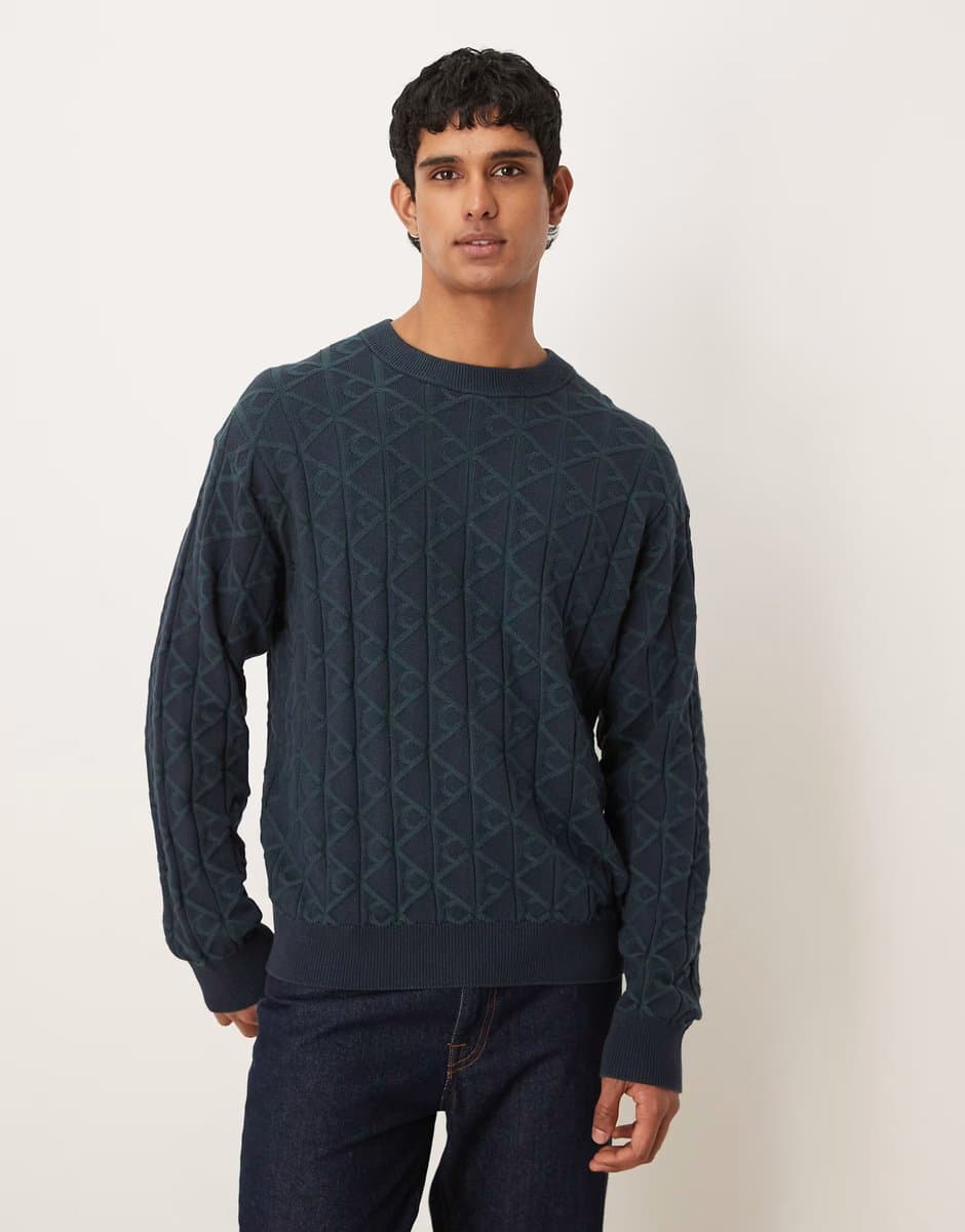 ASOS Calvin Klein Jeans monogram crew neck jumper in navy