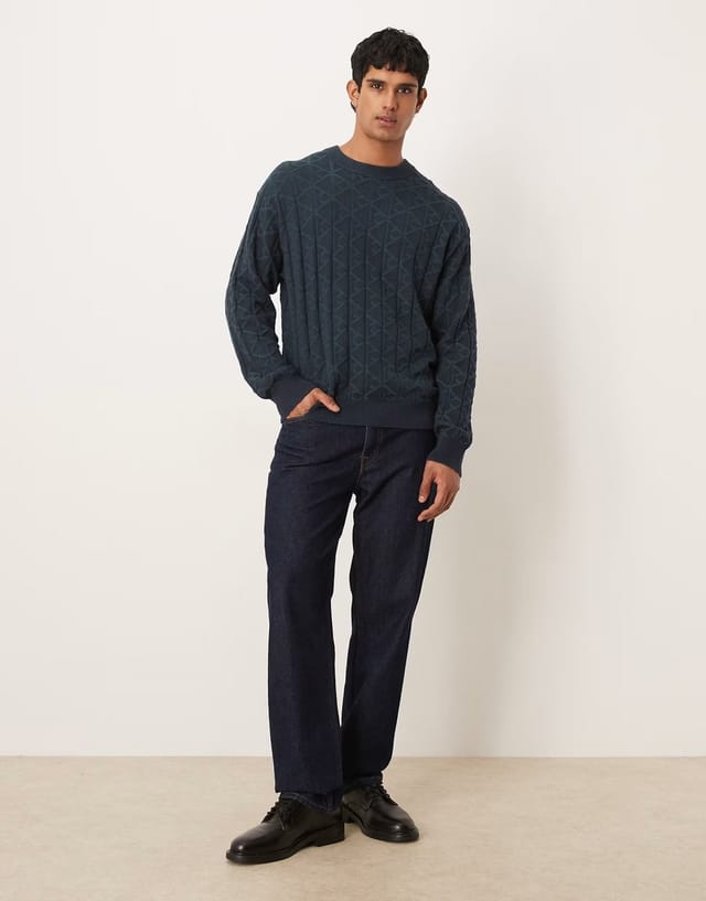 ASOS Calvin Klein Jeans monogram crew neck jumper in navy - 2