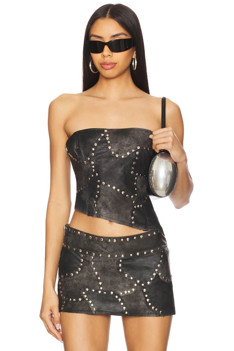 revolve Faux Suede Corset Top