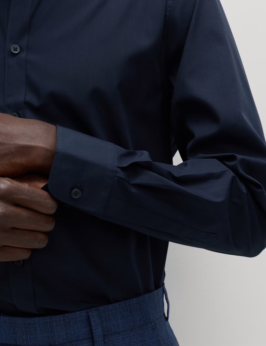 Marks & Spencer M&S Slim Fit Easy Iron Cotton Blend Shirt Navy - 3