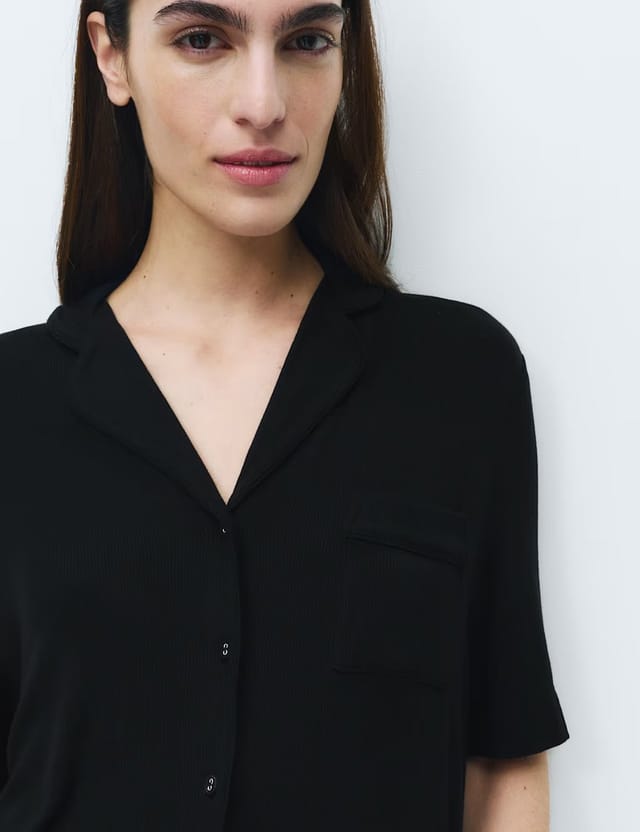 Marks & Spencer M&S Rib Shortie Set Black - 2