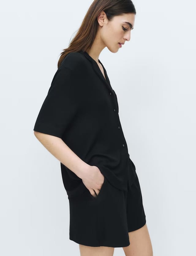 Marks & Spencer M&S Rib Shortie Set Black - 3