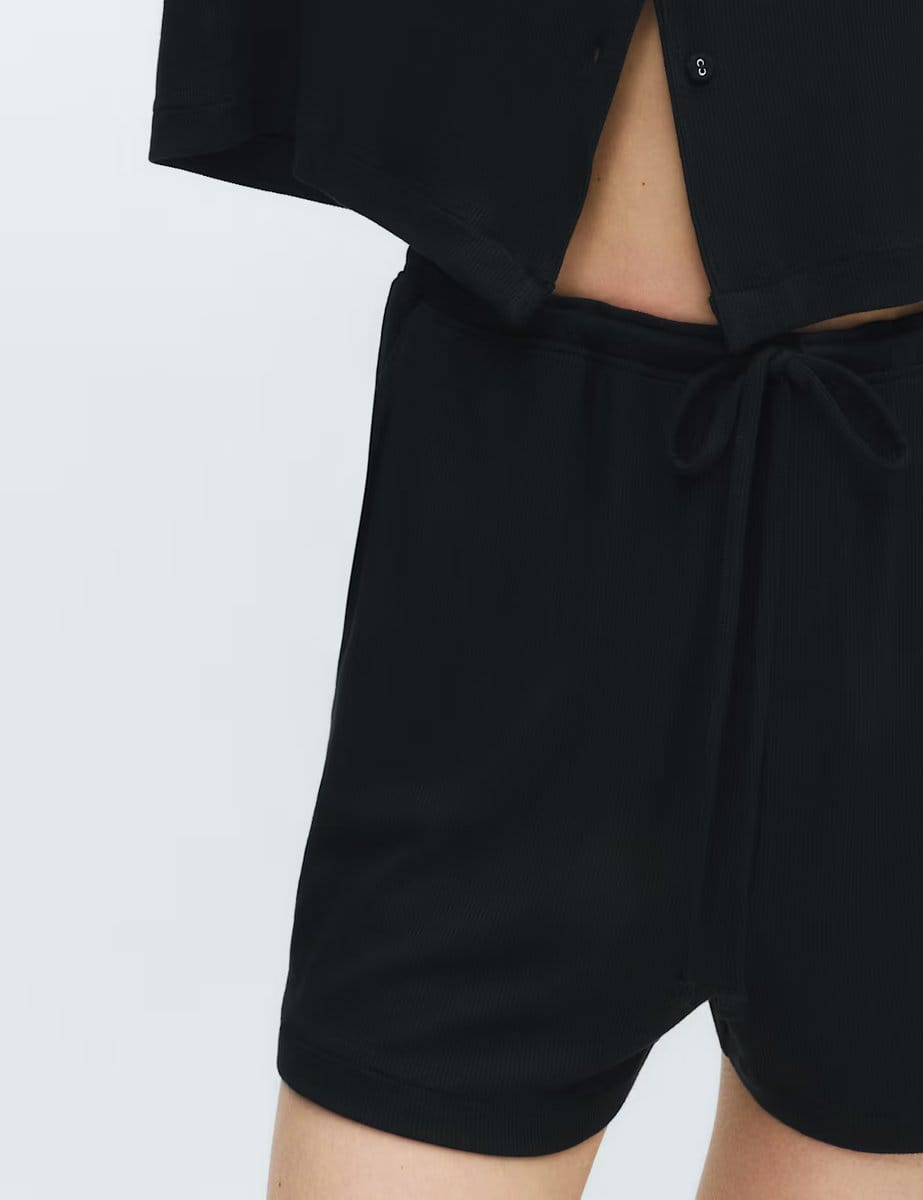 Marks & Spencer M&S Rib Shortie Set Black - 4