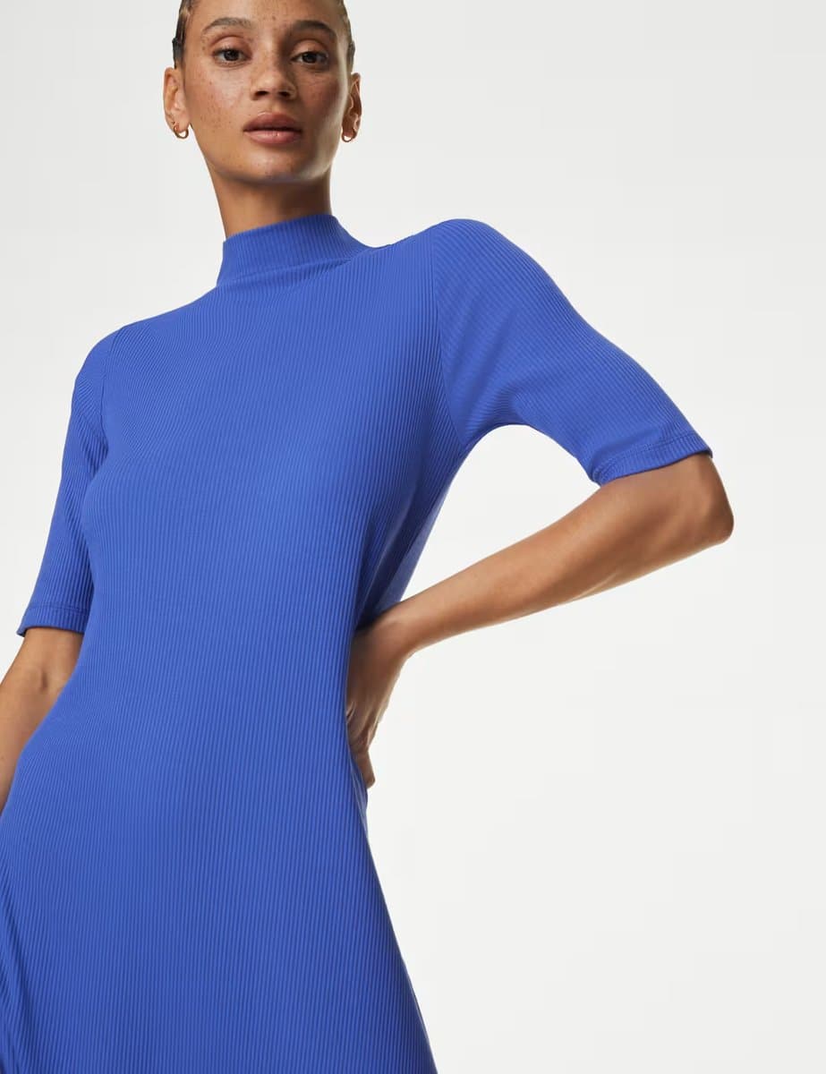 Marks & Spencer M&S Jersey Funnel Neck Maxi Column Dress Iris