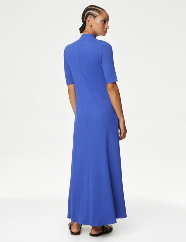 Marks & Spencer M&S Jersey Funnel Neck Maxi Column Dress Iris - 3