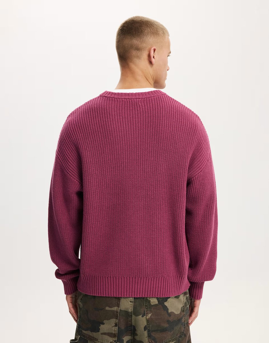 ASOS Cotton On Box fit crew knit in burgundy - 3