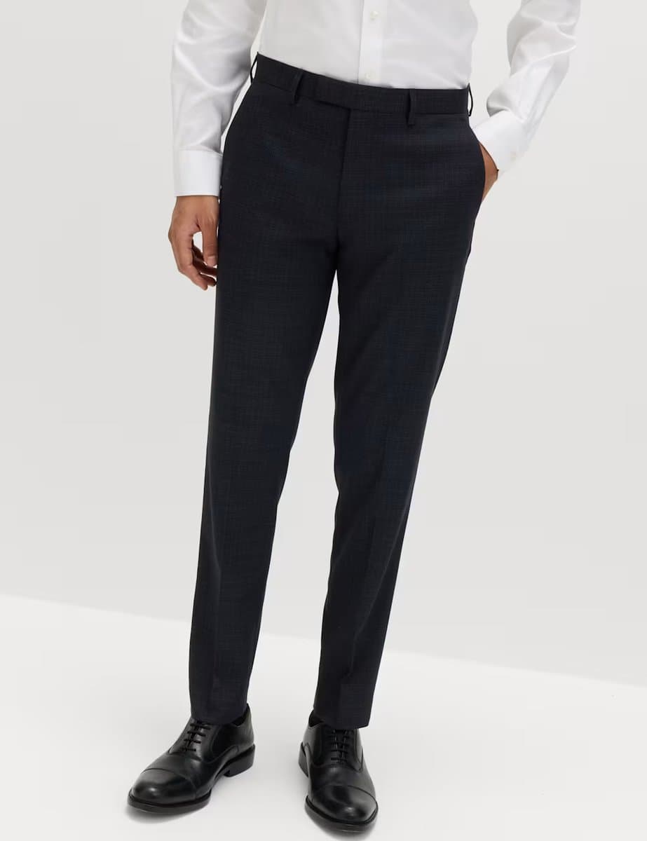 Marks & Spencer M&S Slim Fit Textured Stretch Suit Trousers Navy
