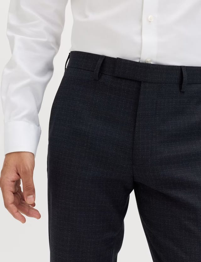 Marks & Spencer M&S Slim Fit Textured Stretch Suit Trousers Navy - 3