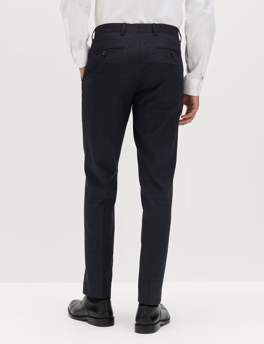 Marks & Spencer M&S Slim Fit Textured Stretch Suit Trousers Navy - 4