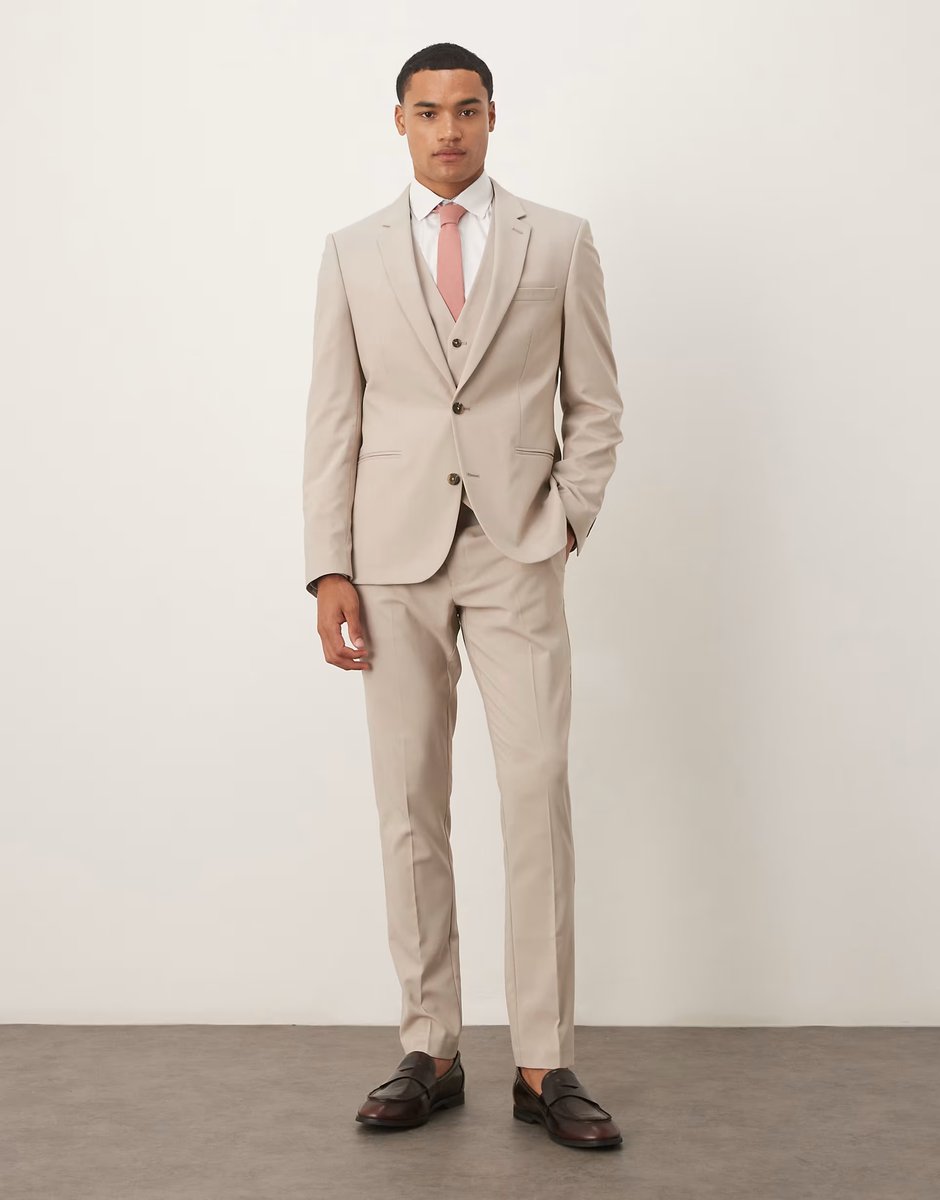 ASOS ASOS DESIGN skinny suit jacket in ecru - 2