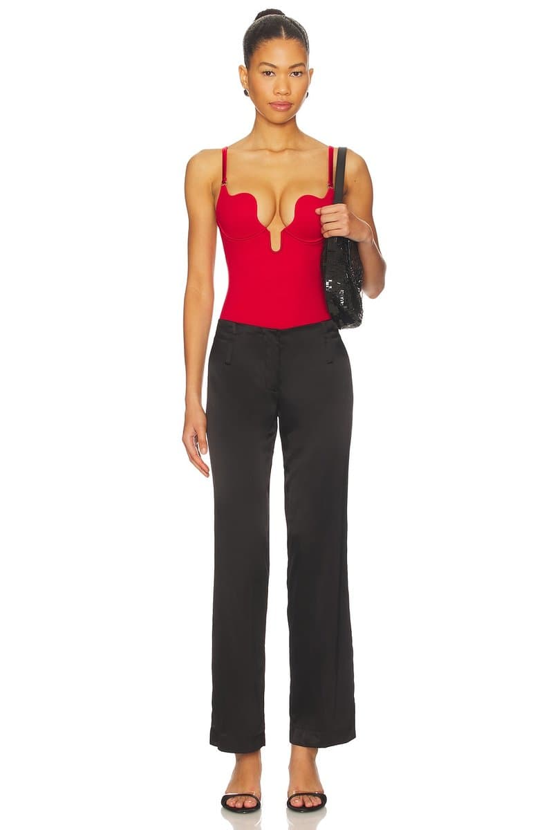 revolve Revolve Stretch Micro Seduce U-plunge Bodysuit in Rouge