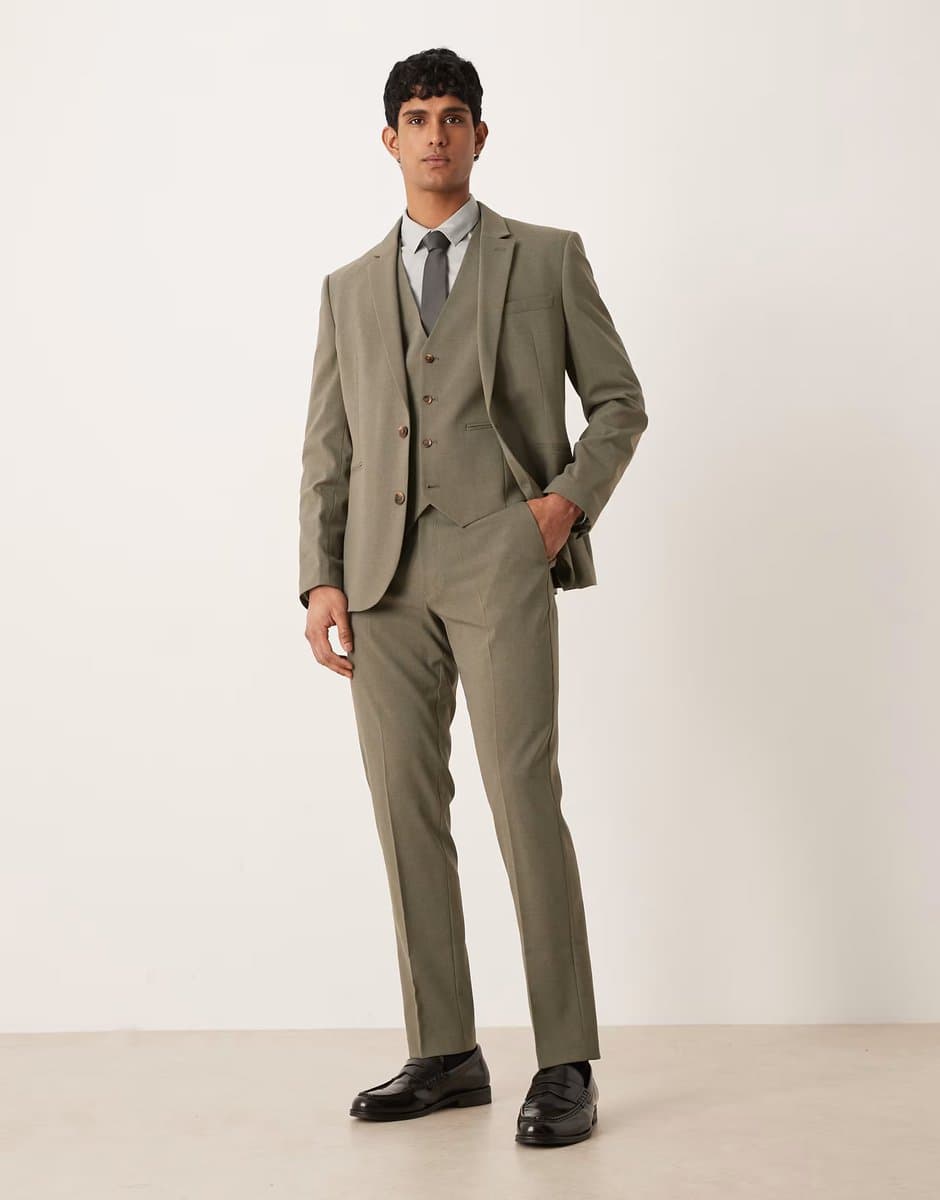 ASOS ASOS DESIGN slim suit trouser in khaki